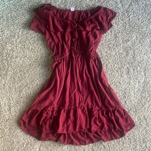 Old Navy maroon ruffle mini dress